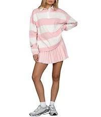 GOLD HINGE Striped Rugby Collared Neck Long Sleeve Top