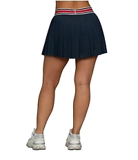 GOLD HINGE Striped Waist Pleated Mini Tennis Skirt