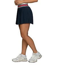 GOLD HINGE Striped Waist Pleated Mini Tennis Skirt
