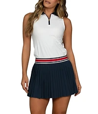 GOLD HINGE Striped Waist Pleated Mini Tennis Skirt