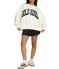 GOLD HINGE Wide Arm Crew Neck Long Sleeve Logo Sweatshirt