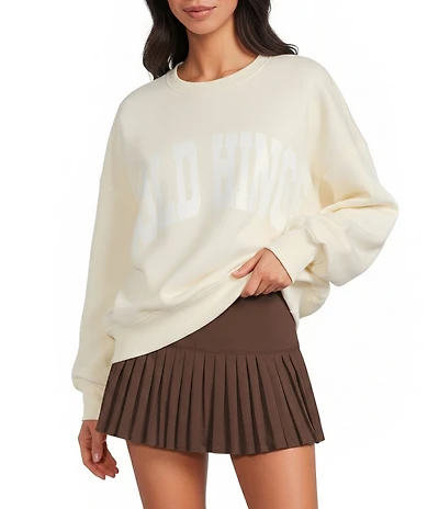 GOLD HINGE Coordinating Wide Arm Crew Neck Long Sleeve Logo Sweatshirt