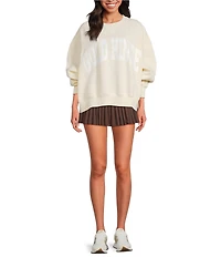 GOLD HINGE Coordinating Wide Arm Crew Neck Long Sleeve Logo Sweatshirt