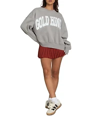 GOLD HINGE Wide Arm Crew Neck Long Sleeve Logo Sweatshirt
