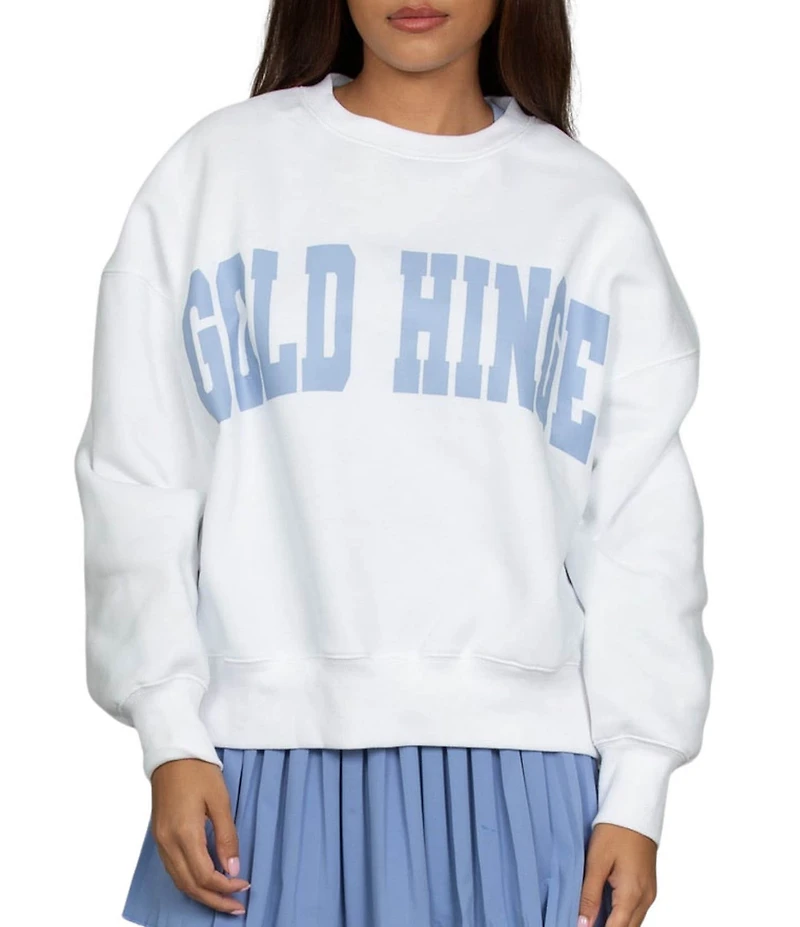 GOLD HINGE Coordinating Wide Arm Crew Neck Long Sleeve Logo Sweatshirt