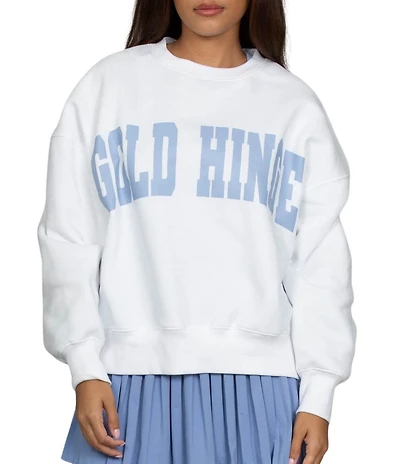 GOLD HINGE Coordinating Wide Arm Crew Neck Long Sleeve Logo Sweatshirt