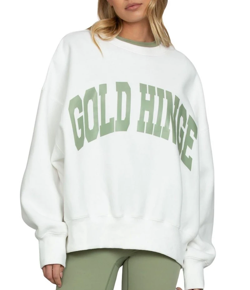 GOLD HINGE Coordinating Wide Arm Crew Neck Long Sleeve Logo Sweatshirt