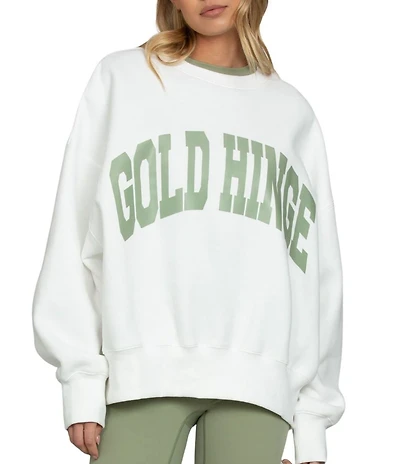 GOLD HINGE Coordinating Wide Arm Crew Neck Long Sleeve Logo Sweatshirt