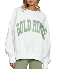 GOLD HINGE Coordinating Wide Arm Crew Neck Long Sleeve Logo Sweatshirt