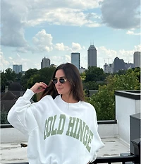 GOLD HINGE Coordinating Wide Arm Crew Neck Long Sleeve Logo Sweatshirt