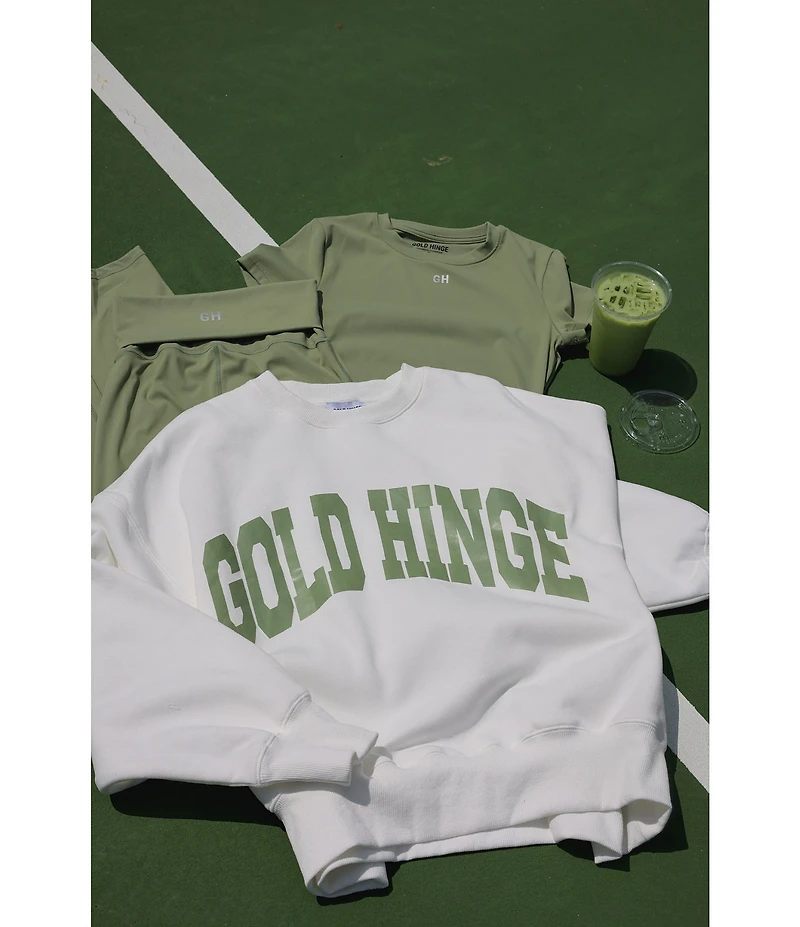 GOLD HINGE Coordinating Wide Arm Crew Neck Long Sleeve Logo Sweatshirt
