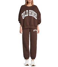 GOLD HINGE Wide Arm Crew Neck Long Sleeve Logo Sweatshirt