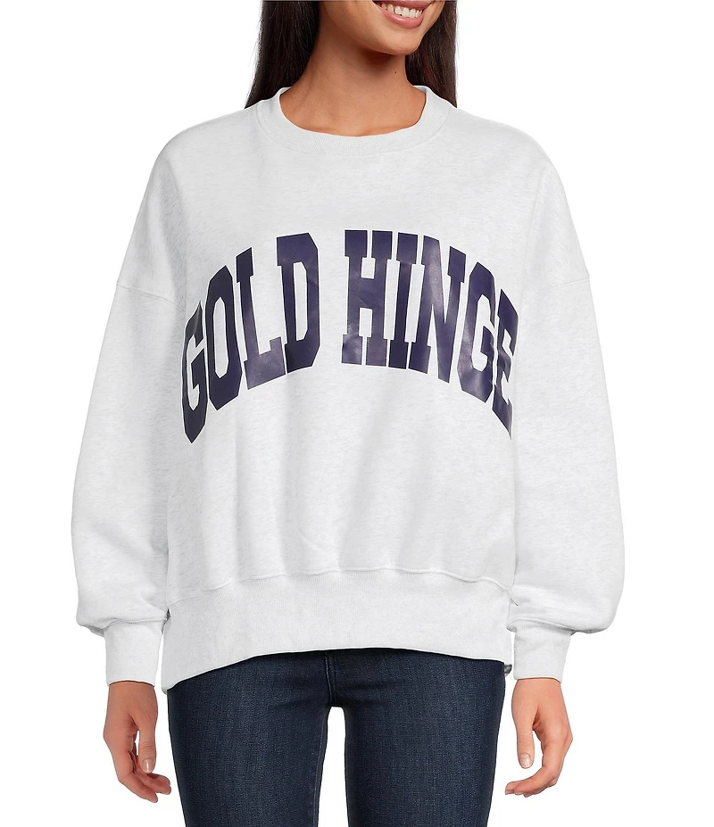 GOLD HINGE Wide Arm Crew Neck Long Sleeve Logo Sweatshirt