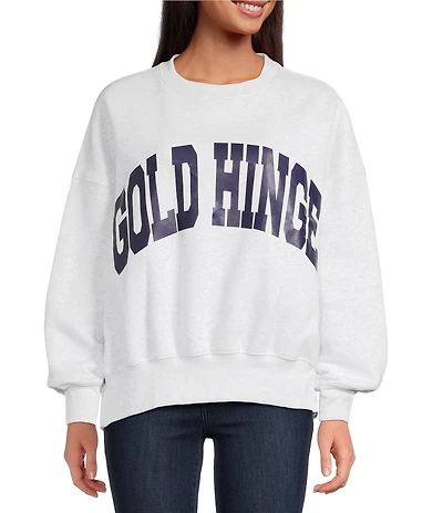 GOLD HINGE Wide Arm Crew Neck Long Sleeve Logo Sweatshirt
