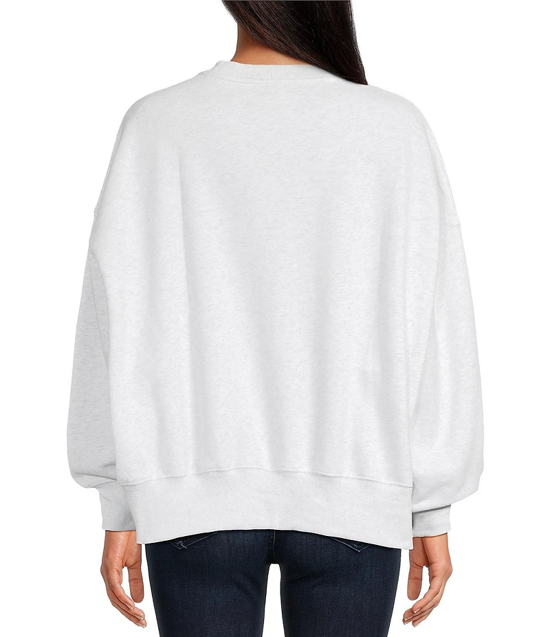 GOLD HINGE Wide Arm Crew Neck Long Sleeve Logo Sweatshirt