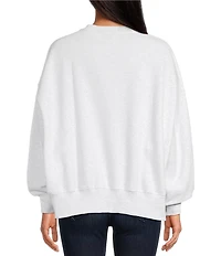 GOLD HINGE Wide Arm Crew Neck Long Sleeve Logo Sweatshirt