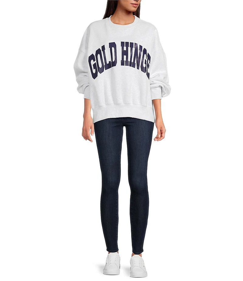 GOLD HINGE Wide Arm Crew Neck Long Sleeve Logo Sweatshirt