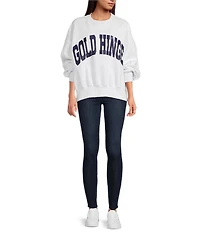 GOLD HINGE Wide Arm Crew Neck Long Sleeve Logo Sweatshirt