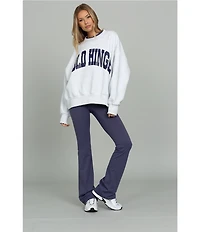 GOLD HINGE Wide Arm Crew Neck Long Sleeve Logo Sweatshirt