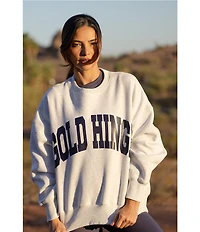 GOLD HINGE Wide Arm Crew Neck Long Sleeve Logo Sweatshirt
