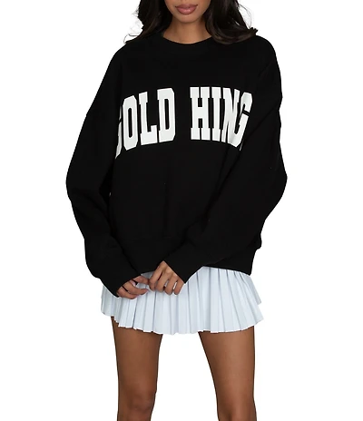 GOLD HINGE Coordinating Wide Arm Crew Neck Long Sleeve Logo Sweatshirt