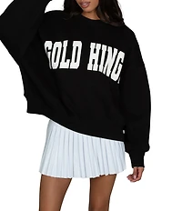GOLD HINGE Coordinating Wide Arm Crew Neck Long Sleeve Logo Sweatshirt