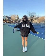 GOLD HINGE Coordinating Wide Arm Crew Neck Long Sleeve Logo Sweatshirt