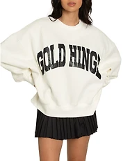 GOLD HINGE Wide Arm Crew Neck Long Sleeve Logo Sweatshirt
