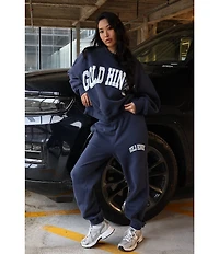 GOLD HINGE Wide Arm Crew Neck Long Sleeve Logo Sweatshirt