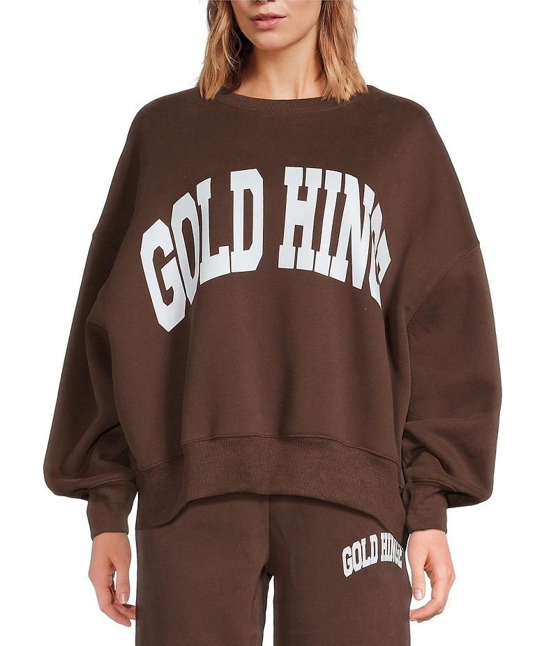 GOLD HINGE Wide Arm Crew Neck Long Sleeve Logo Sweatshirt