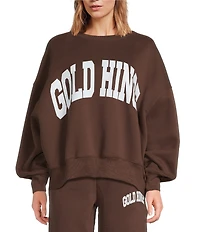GOLD HINGE Wide Arm Crew Neck Long Sleeve Logo Sweatshirt
