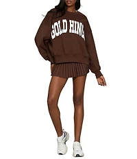 GOLD HINGE Coordinating Wide Arm Crew Neck Long Sleeve Logo Sweatshirt