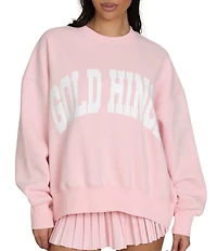 GOLD HINGE Coordinating Wide Arm Crew Neck Long Sleeve Logo Sweatshirt