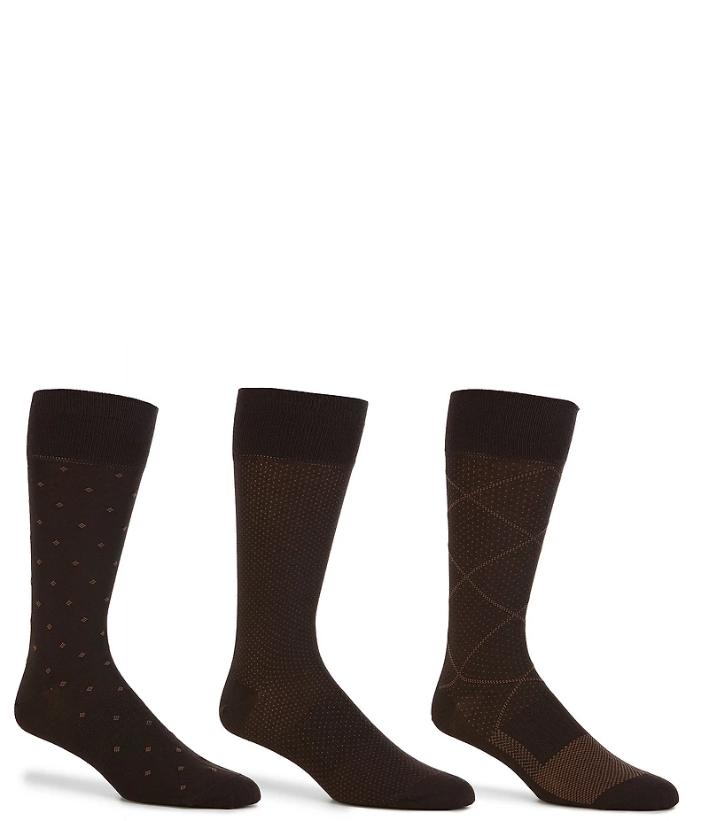 Gold Label Roundtree & Yorke Argyle Crew Dress Socks 3-Pack