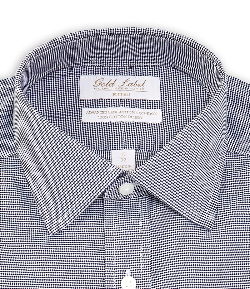 Gold Label Roundtree & Yorke Big & Tall Fitted Non-Iron Spread Collar Solid Dobby Dress Shirt