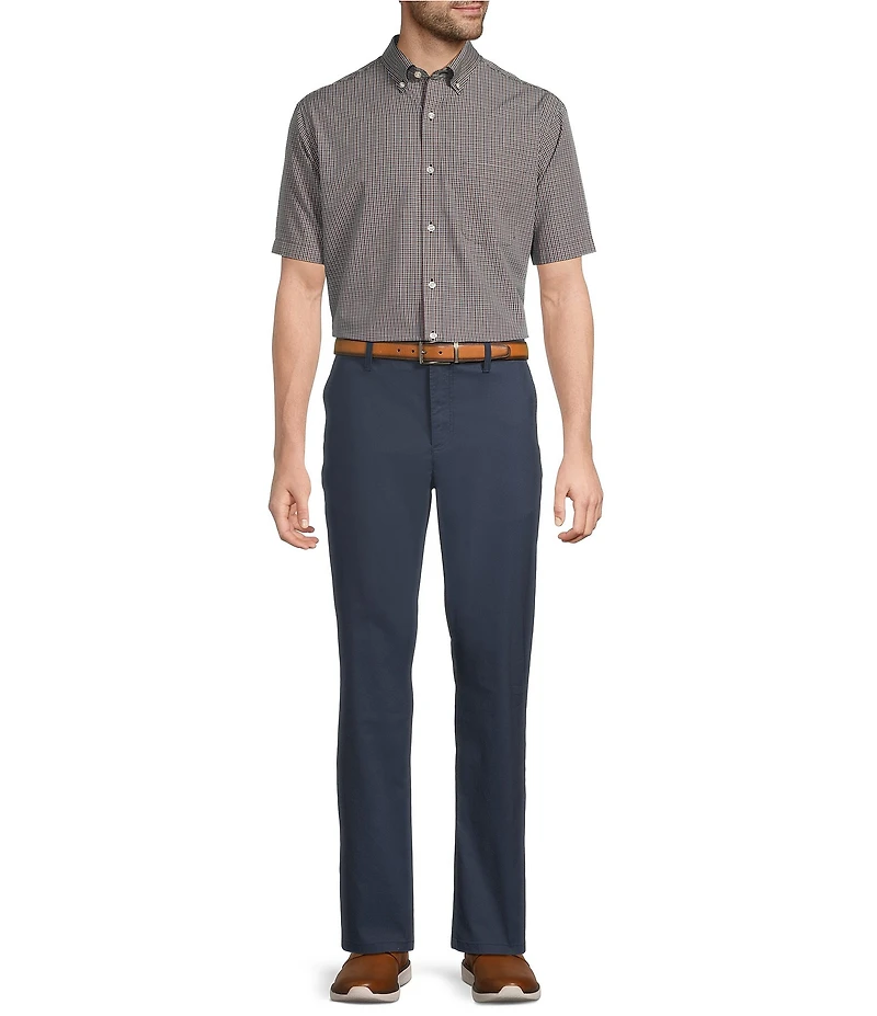 Gold Label Roundtree & Yorke Big & Tall Full Fit Non-Iron Short Sleeve Mini Plaid Poplin Sport Shirt