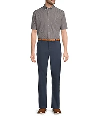 Gold Label Roundtree & Yorke Big & Tall Full Fit Non-Iron Short Sleeve Mini Plaid Poplin Sport Shirt