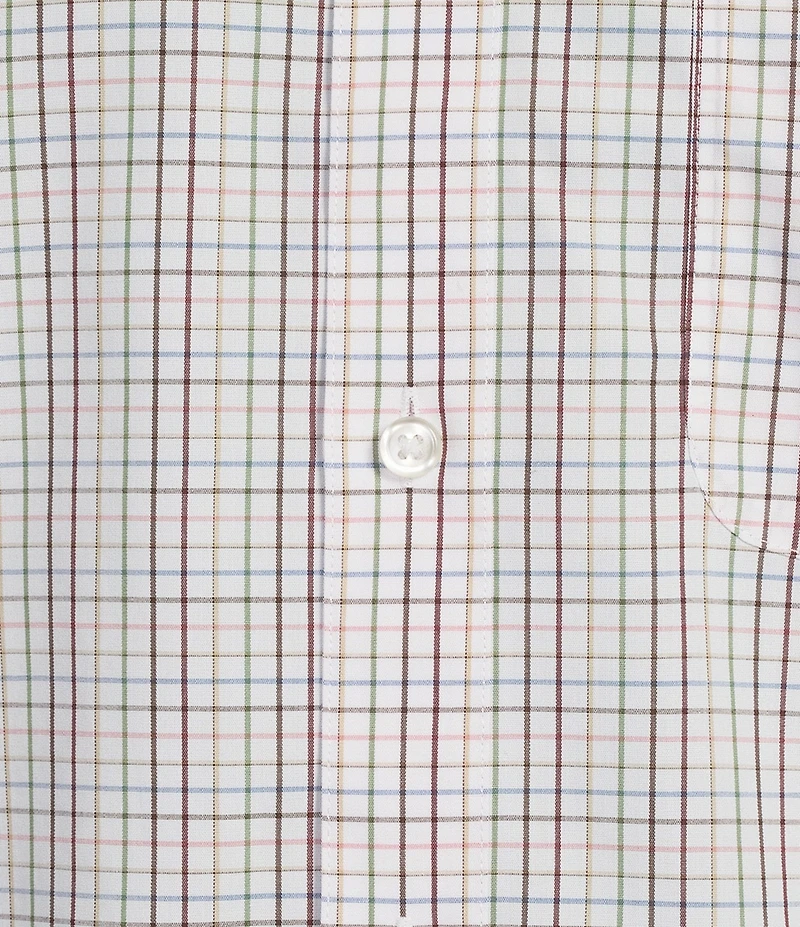 Gold Label Roundtree & Yorke Big & Tall Full Fit Non-Iron Short Sleeve Small Plaid Poplin Sport Shirt