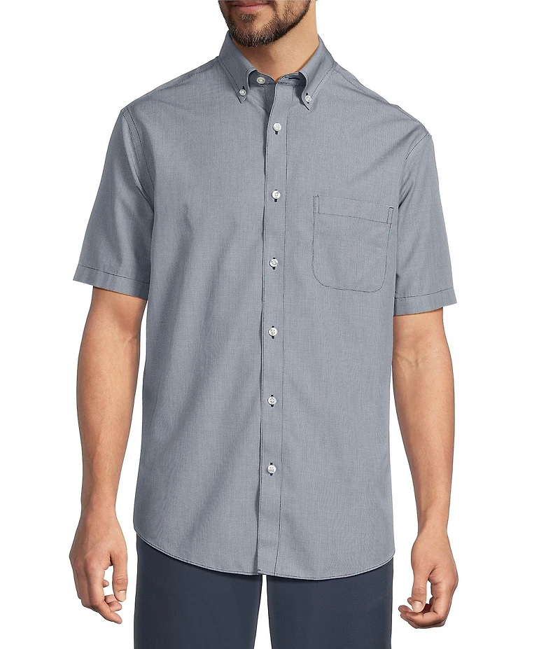 Gold Label Roundtree & Yorke Big & Tall Full Fit Non-Iron Short Sleeve Solid Dobby Sport Shirt