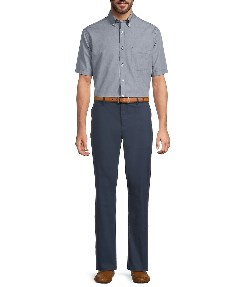 Gold Label Roundtree & Yorke Big & Tall Full Fit Non-Iron Short Sleeve Solid Dobby Sport Shirt