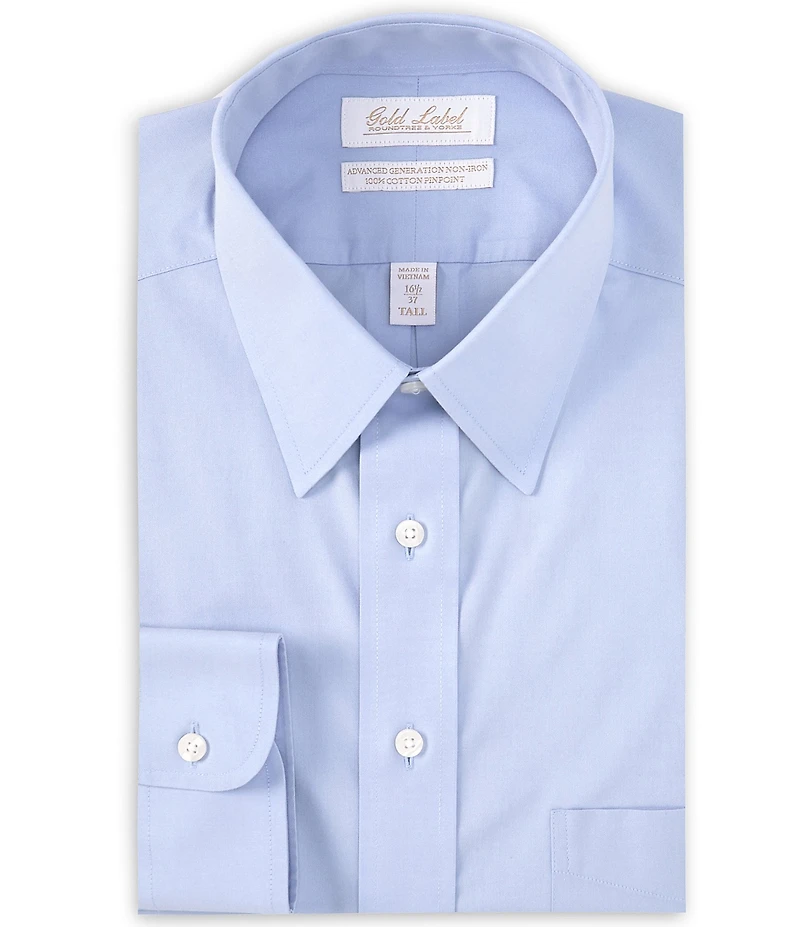 Gold Label Roundtree & Yorke Big & Tall Non-Iron Point Collar Solid Dress Shirt