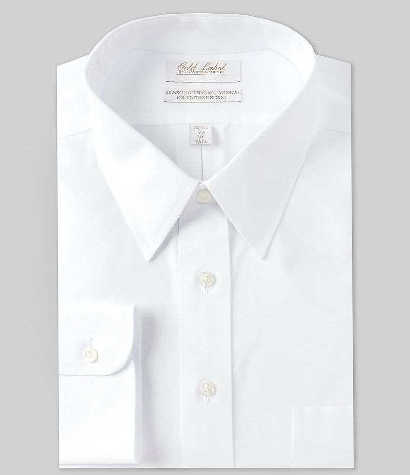 Gold Label Roundtree & Yorke Big & Tall Non-Iron Point Collar Solid Dress Shirt
