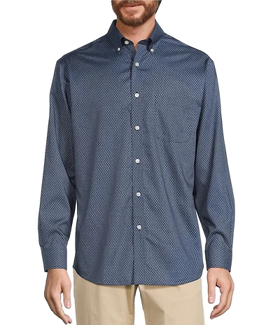 Gold Label Roundtree & Yorke Big & Tall Non-Iron Long Sleeve Diamond Print Sport Shirt
