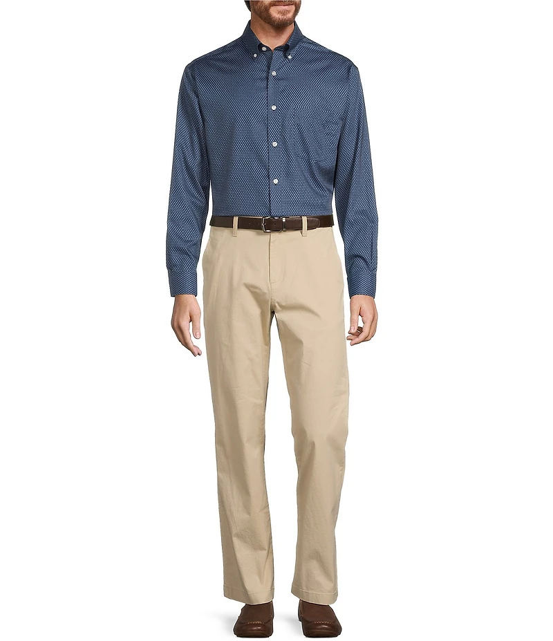 Gold Label Roundtree & Yorke Big & Tall Non-Iron Long Sleeve Diamond Print Sport Shirt