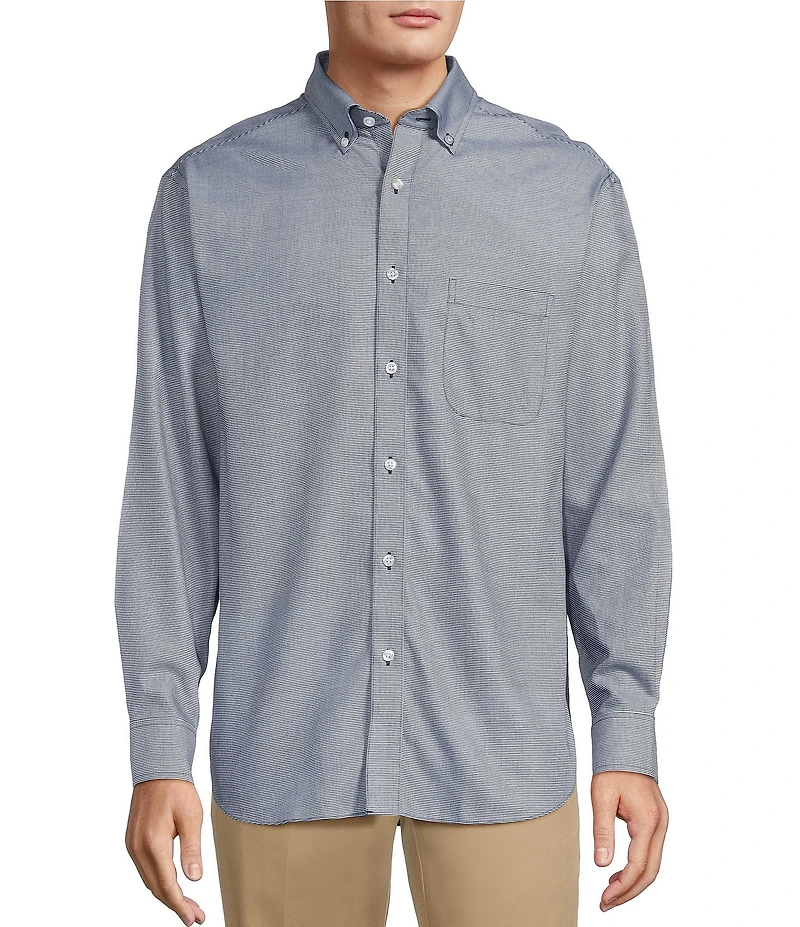 Gold Label Roundtree & Yorke Big & Tall Non-Iron Long Sleeve Micro Houndstooth Dobby Sport Shirt