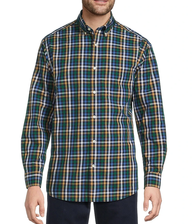 Gold Label Roundtree & Yorke Big & Tall Non-Iron Long Sleeve Pop Check Sport Shirt