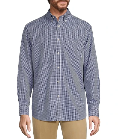 Gold Label Roundtree & Yorke Big & Tall Non-Iron Long Sleeve Small Checked Print Sport Shirt
