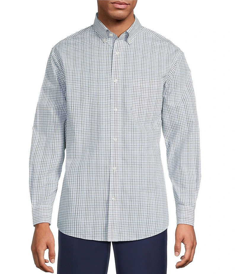 Gold Label Roundtree & Yorke Big & Tall Non-Iron Long Sleeve Windowpane Sport Shirt