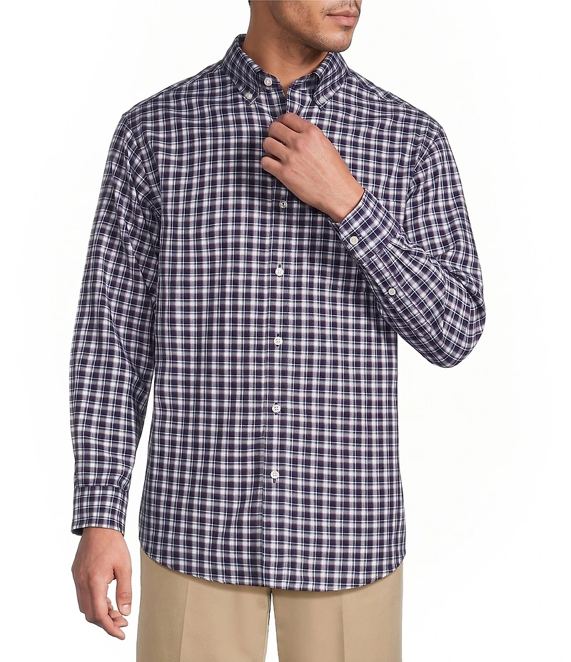 Gold Label Roundtree & Yorke Big & Tall Non-Iron Medium Plaid Twill Sport Shirt