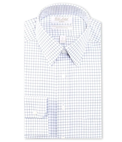 Gold Label Roundtree & Yorke Big & Tall Non-Iron Point Collar Grid Print Dress Shirt